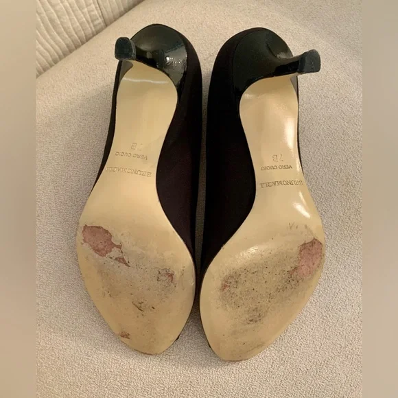 Bruno Magli Black Peep Toe Heels Sz7 - Picture 4 of 4